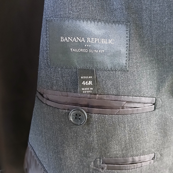 Banana Republic 46R Gray Wool blend Suit Jacket Tailored Slim Fit Made in Egypt - Picture 8 of 16